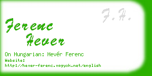 ferenc hever business card
